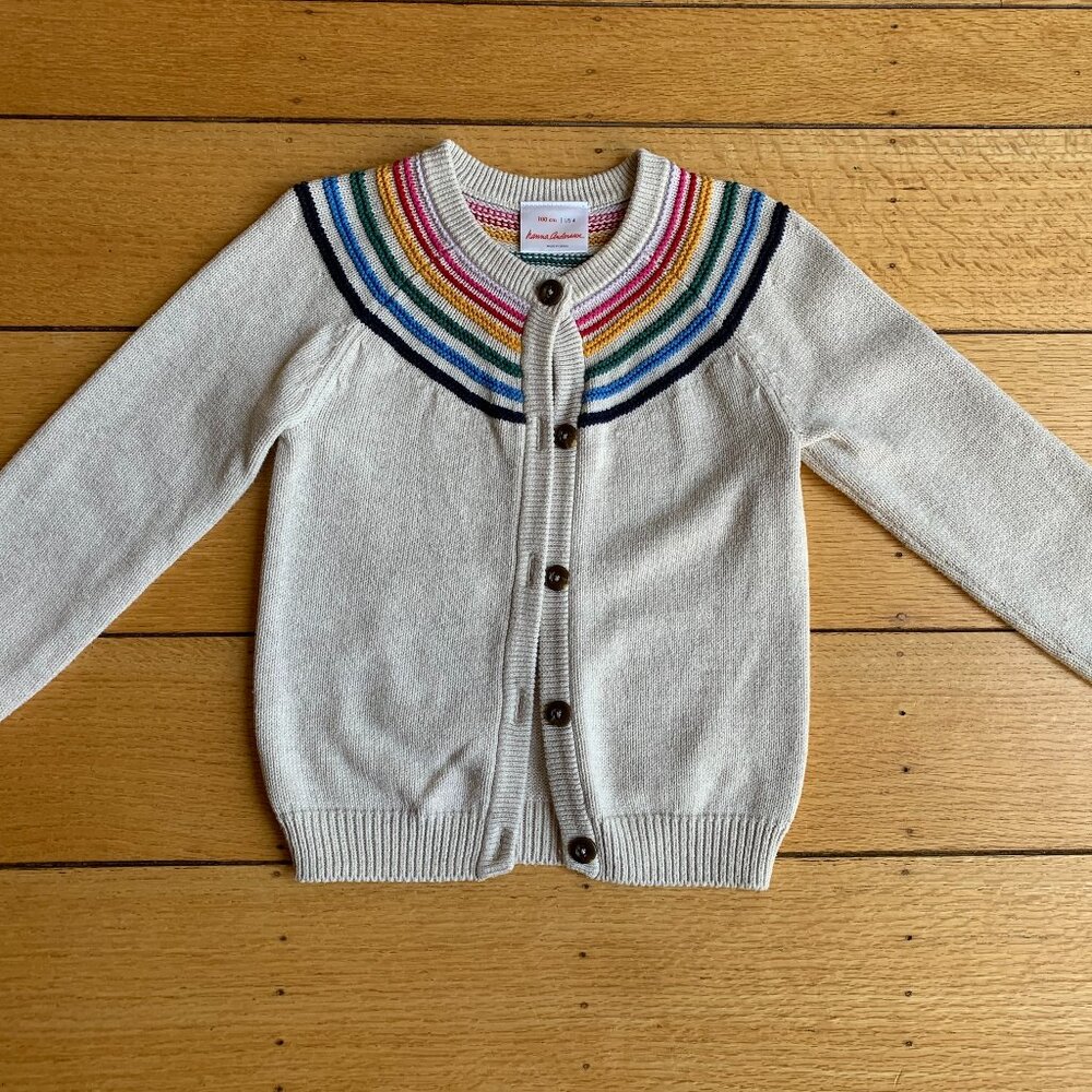 Hanna Andersson 4T Rainbow Stripe Cardigan
